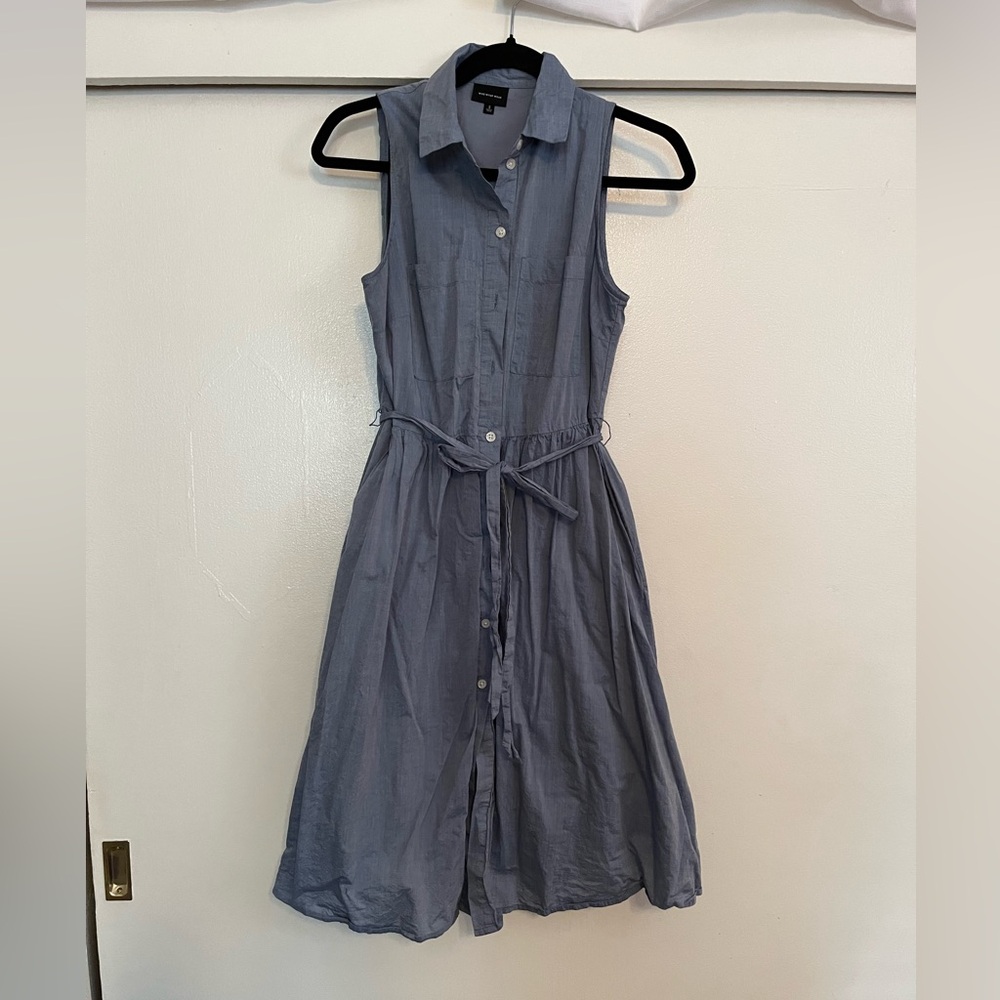 Chambray shirt dress ! This is a very light comfortable summer dress .